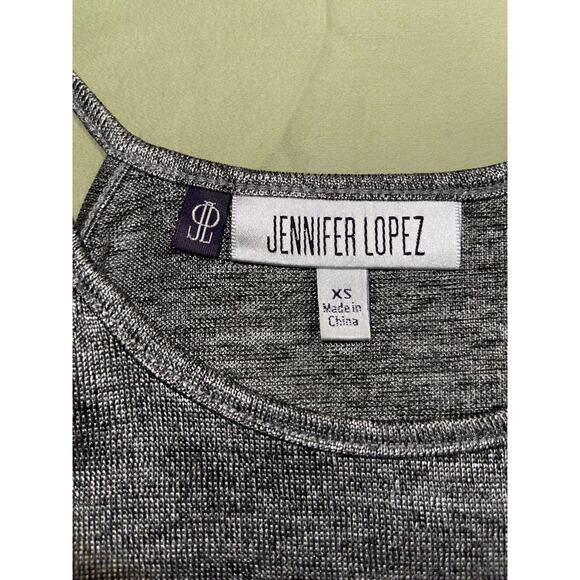 Jennifer Lopez Womens Top Size Extra Small XS Silver Metallic Cold Shoulder - Picture 3 of 5